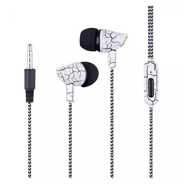 

3.5mm Jack Crack Earphone Wired Headset Super Bass Sound Headphone Earbud with Mic for Mobile Phone Samsung MP3 4