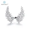 SR00634 925 Sterling Silver Price Per Gram Diamond 5A Cubic Zirconia Angel Wing Ring Silver