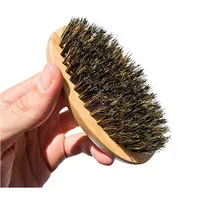 

Men Boar Hair Bristle Beard Mustache Brush Military Hard Round Wood Handle Comb