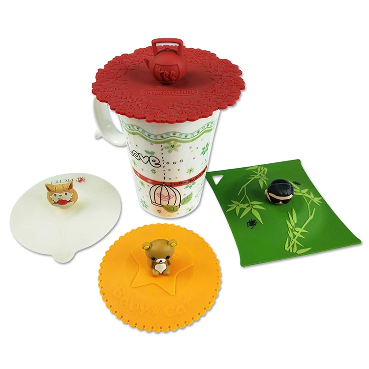 Food Grade Silicone Tea Cup Lids Mug Cover Cute Silicone Lid For Coffee
