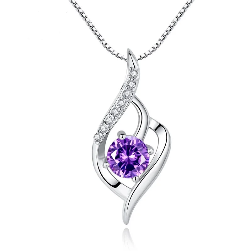 

Korea style top grade sterling silver pendant with zircon fashion women chain necklace wholesale