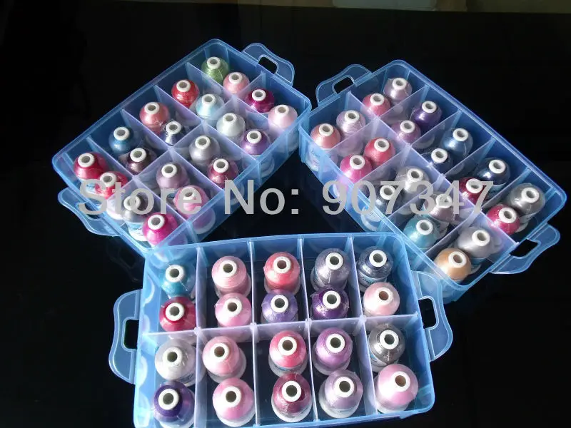 1000m Polyester Embroidery Thread With 61spools Thread With A Plastic