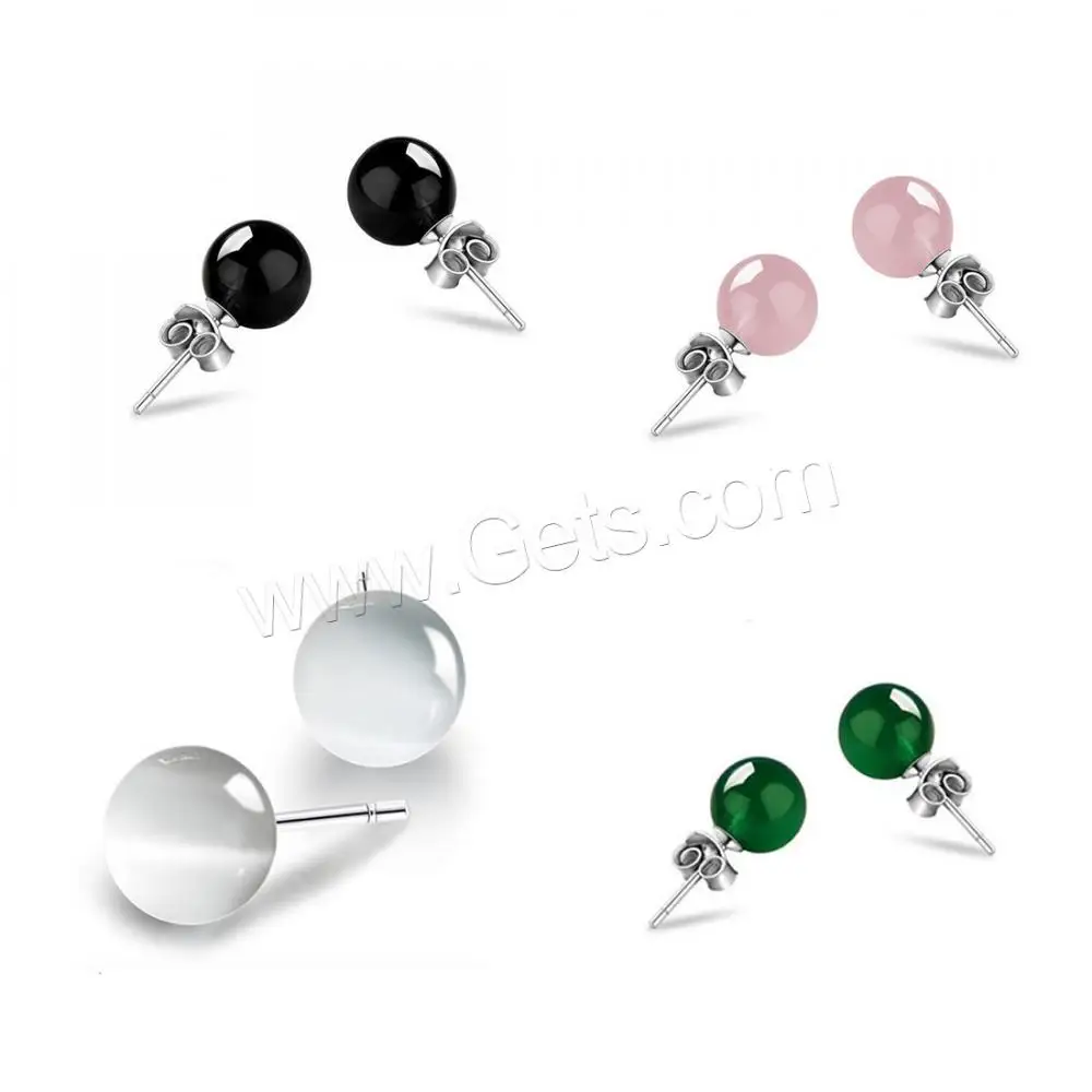 

925 Sterling Silver gemstone stone Stud Earring with more color 1264350