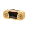 Home Decor Stylish Bamboo LED Wooden Frame Desk Digital Alarm Radio Clock
