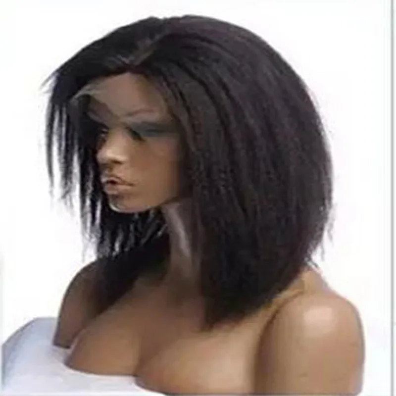 

14 inch short yaki black Synthetic Wig For african Women