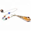 Natural Tiger Eye Stone Point Healing Reiki Dowsing Pendulum with Chain