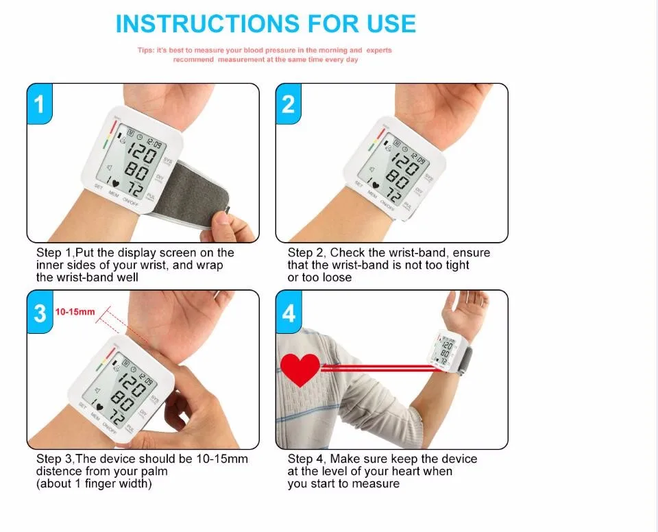 Как правильно одевать тонометр на запястье фото 2019 Electronic Wrist Portable Digital Meter Hospital Blood Pressure Monitor - B