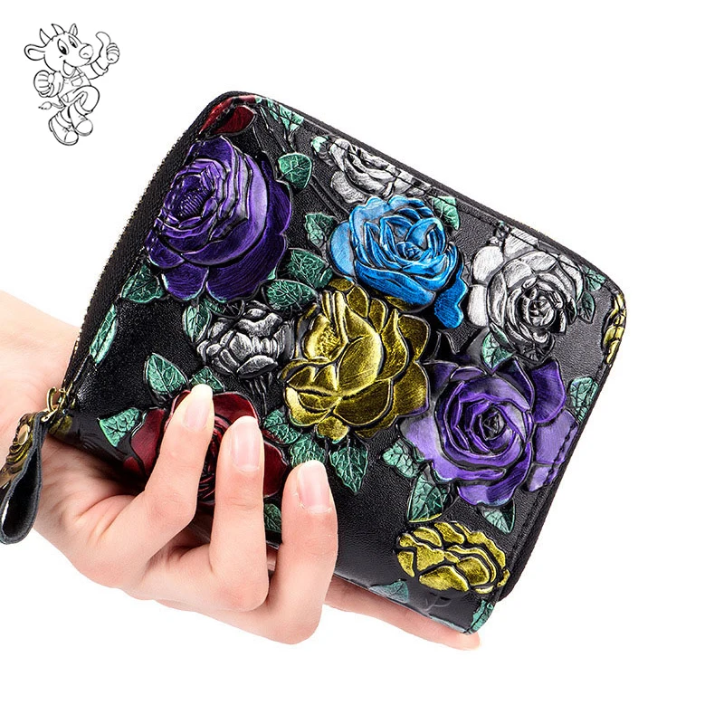 

Vintage Ladies Wallets And Purses Genuine Leather Business Credit Card Holder Clutch Money Bag Coin Purse