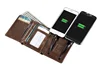 Unique Portable 2 USB Ports Power bank 4000mAh Wallet Genuine/PU Leather Cards Charger for Travel Business Mobile accessories