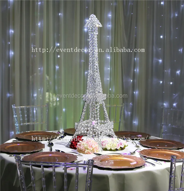 Crystal Beaded Stand Eiffel Tower Candle Holder Centerpieces For