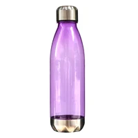 

Best reusable water bottle 750ML cola shape purple plastic bottle with stainless steel lid and base