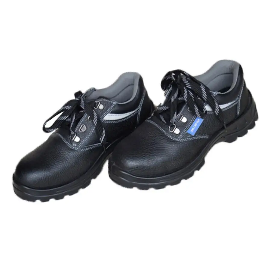 
Black genuine leather steel toes anti-smashing anti puncture breathable shoes for summer 