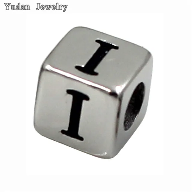 

High Quality Stainless Steel Cube Alphabet Charm For Bracelet