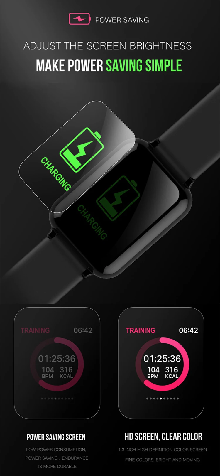 Free shipping to usa 2020 hot selling B57 bracelet touch screen 1.3 inch colorful IP67 blood pressure sport smart watch band
