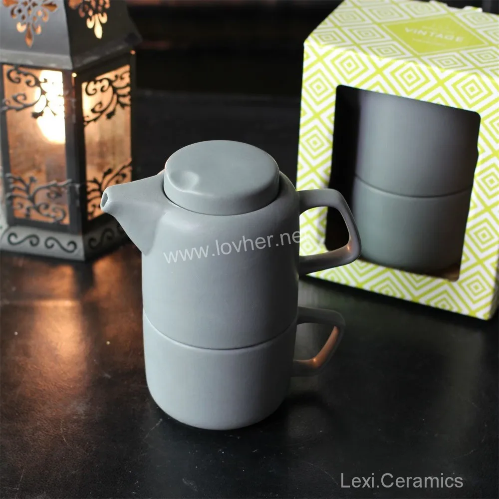 Tea For One Set Wholesale With Stainless Steel Laser Filter Matte Gray