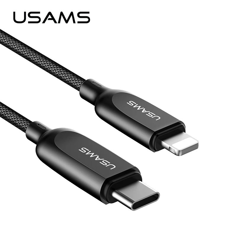 

USAMS 18W Fast Charger Data Syn LED Auto Disconnected USB PD Cable Type C To for iphone lightning