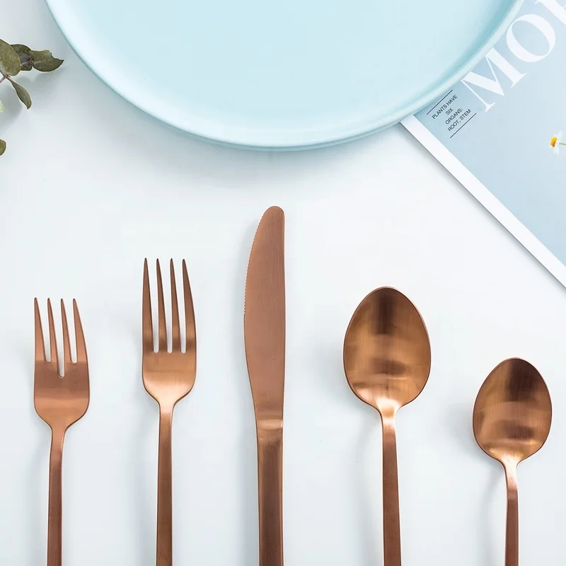 

Rose gold / Bronze / Copper Stainless Steel Inox Flatware Cutlery Sets, Rose gold;other colors available:copper;black;gold;rainbow;silver