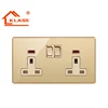 Golden British Type Siemens Shape Wall Double 13A Switch Socket with Neon