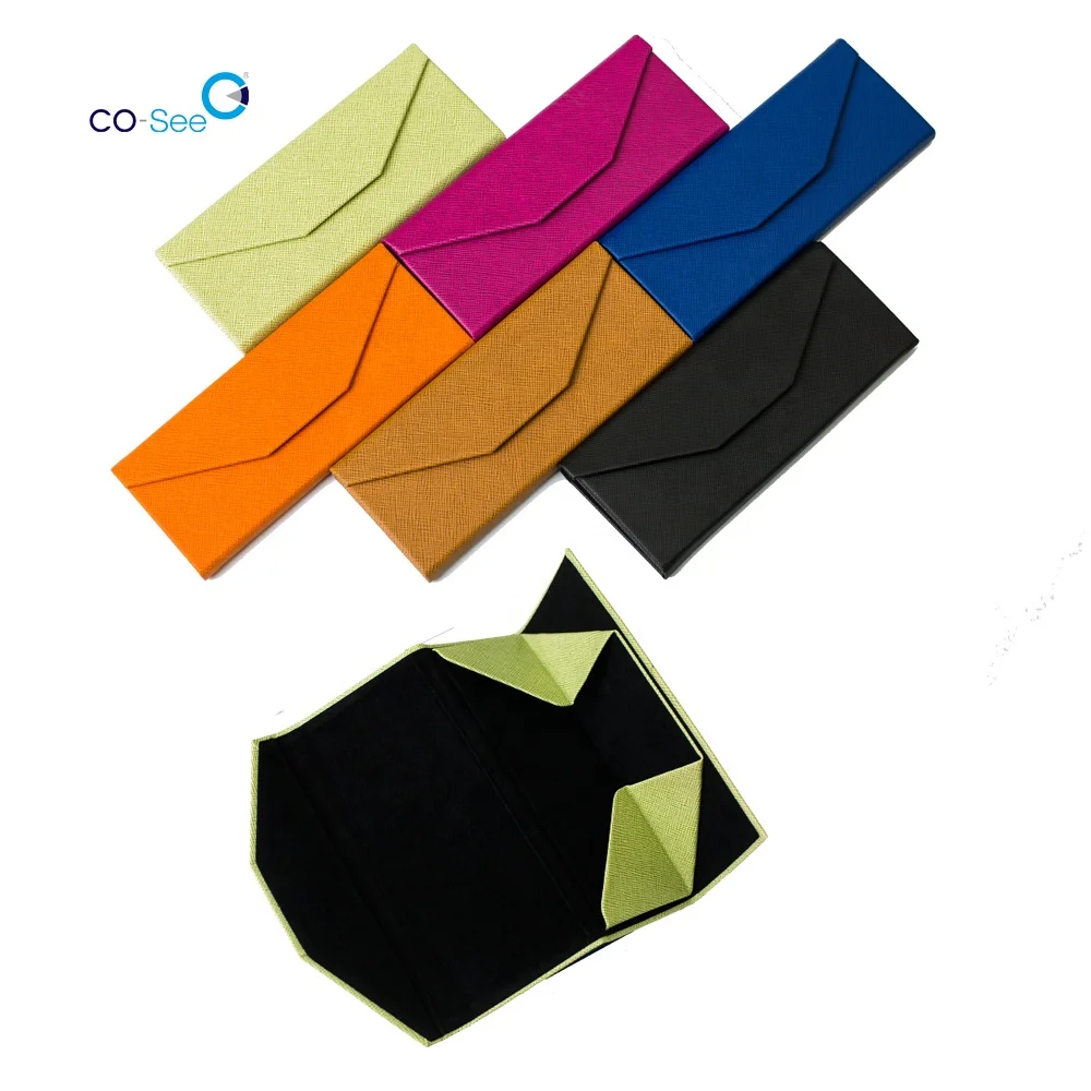 

Promotional ready to ship folding triangle magnetic pu sunglasses spectacle glasses cases