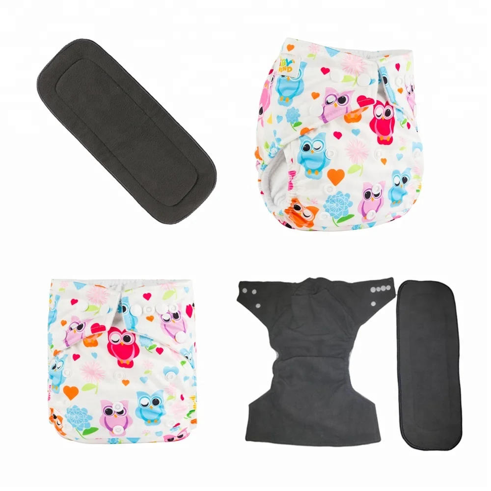 

New Design Pocket Style Ecological Reusable Bamboo Charcoal Cloth Diaper, 11solid and 75printed