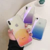 2 in 1 Clear Colors Gradient Case for iPhone Xi 11 8plus Soft TPU Blue Ray Transparent for i Phone 7 6s Xr Mobile Back Cover