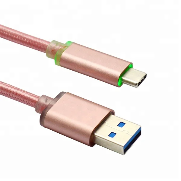 

Color Braiding Safety LED USB Cable Type C Cable with LED light data & fast charge for galaxy s9 galaxy s8, Grey or customized