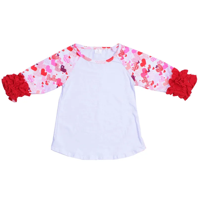 

Hot sale new Valentine's Day love icing long sleeve high quality ruffle baby girl skirt top, Picture