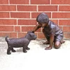 Bronze casting foundry boy with dog statue
