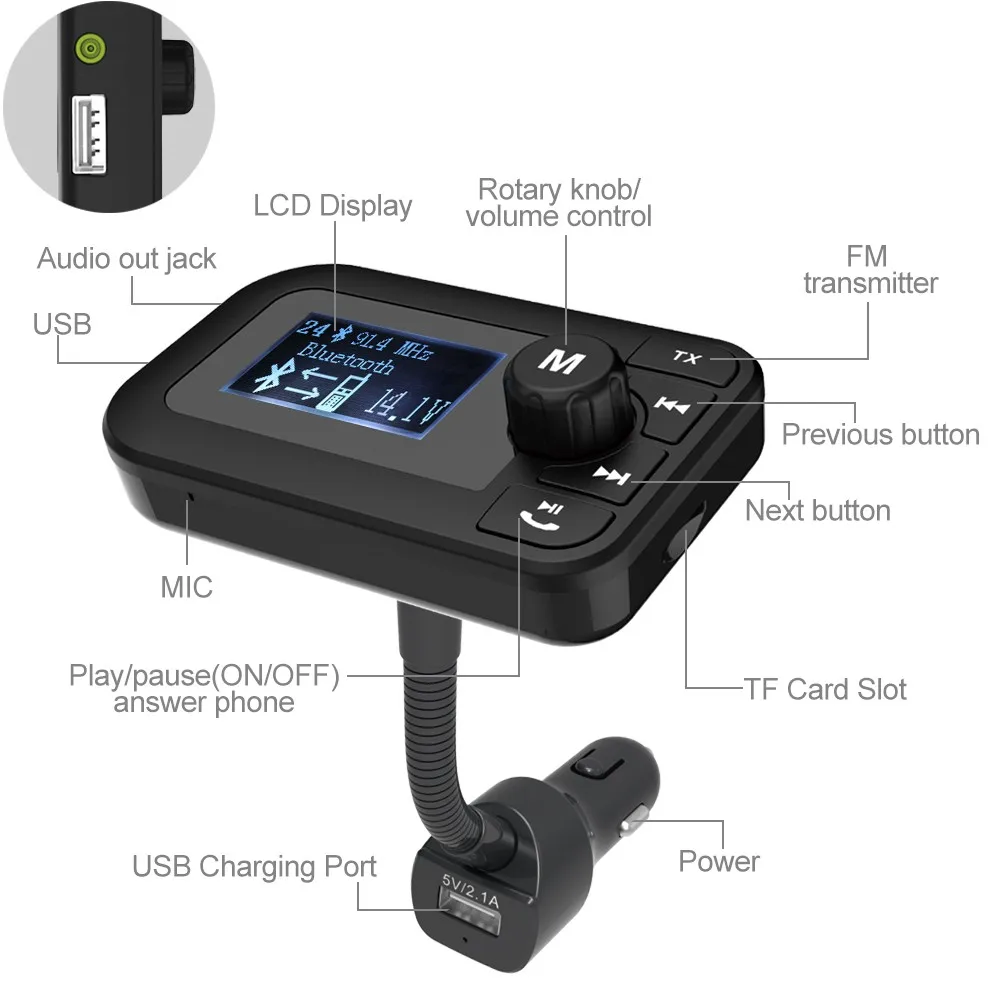 Dab Dab+ Adapter Autoscan With Bluetooth Fm Transmitter Bluetooth