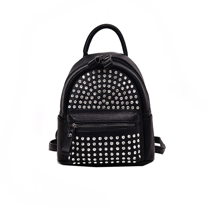 

Wholesale Trendy Multi Colors Knapsack Diamond-studded Decoration as Gift Custom Fashion Mini Leather Backpack for Girls