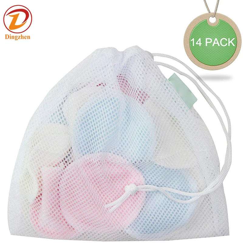 

12 Pcs Reusable Makeup Remover Pads with 2 Bags Bamboo Organic Cotton Rounds For Face, Mixed color or custom color