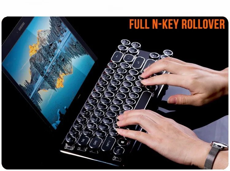Retro Typewriter Simple Mechanical Keyboard Round Keycaps Led Keyboard Buy Led Keyboard,Simple