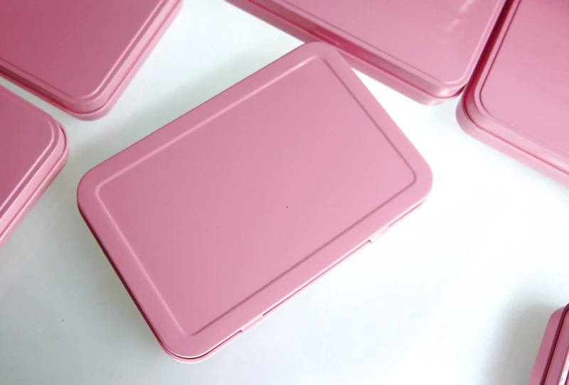 
pink metal case cosmetic packing box promotional gift tin box water color box eye shadow metal case 