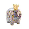 Crown Animal elephant saving box ceramic piggy bank diy