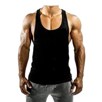 

High quality cotton sport body building fitness running oem logo plain blank custom mens gym stringer tank top
