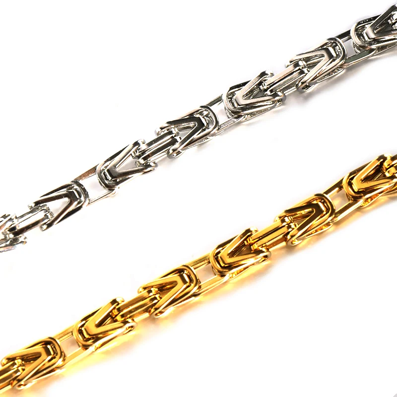 

Gold Tone Stainless Steel Byzantine Box Chain Necklace, Silver/gold/black