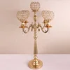 Top quality wedding candlestick gold crystal candle holder 5 arms candelabra centerpieces in stock