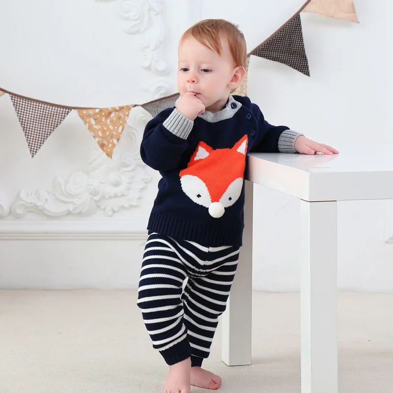 

Latest animal print baby cotton knitted jumper sweater set