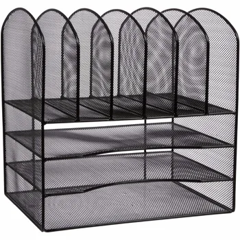 Mesh Metal Office Desk File Organizer Twentyfive Wire Mesh Metal Office Desk File Organizer Twentyfive Wire Black