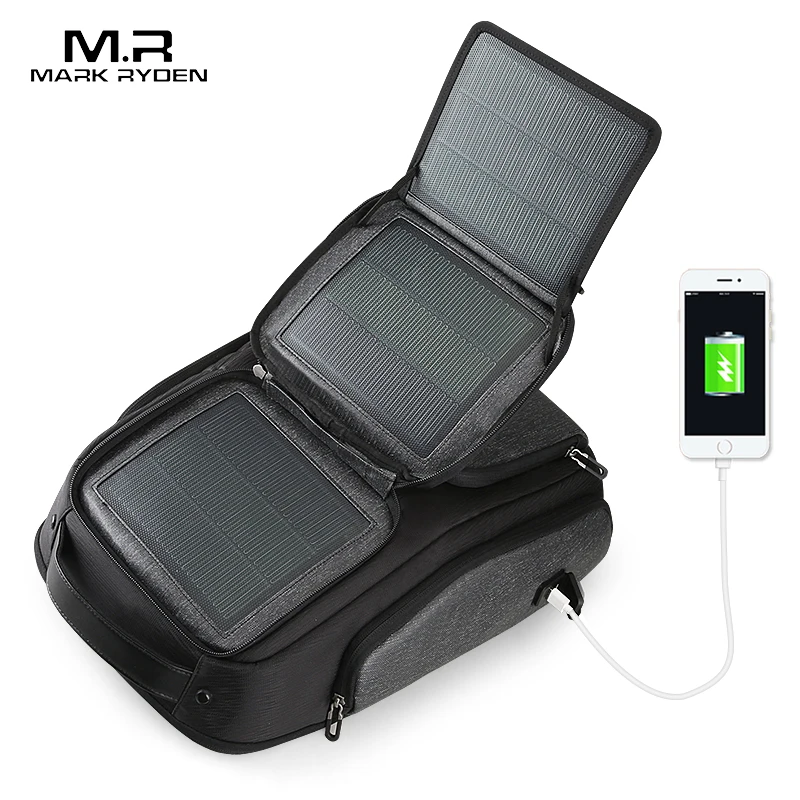 

smart backpack solar chargeable backpack solar panel backpack, Black