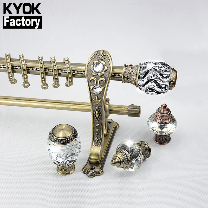 

KYOK European Pink Crystal Curtain Rod Cast Iron Curtain Rod Adjustable Tension Rod M913, Gp/cp/ab/ac/ss/sn/mb/bk/bks