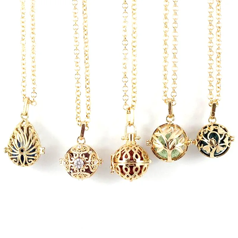

Hot Selling Fashion Jewelry Multi Style Aramis Case Hollow Lava Stone Sweater Charm Necklace, Gold