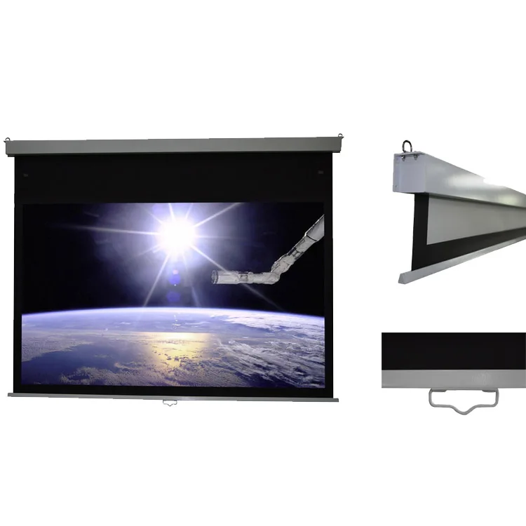 High Quality Projector Screen Manual Selflock Pull Down Projection
