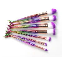 

10 pcs aluminium ferrule cosmetic fish tail style makeup brush set with gold pouch