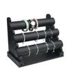 3 Tiers T Bar Velvet Watch Jewelry Bracelet Display Stand Tray