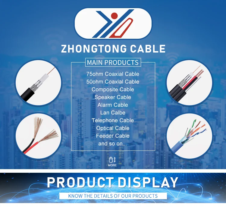 Bare copper conductor PVC PE jacket rg59 rg11 rg58 rg6 coaxial cable for CCTV CATV communication