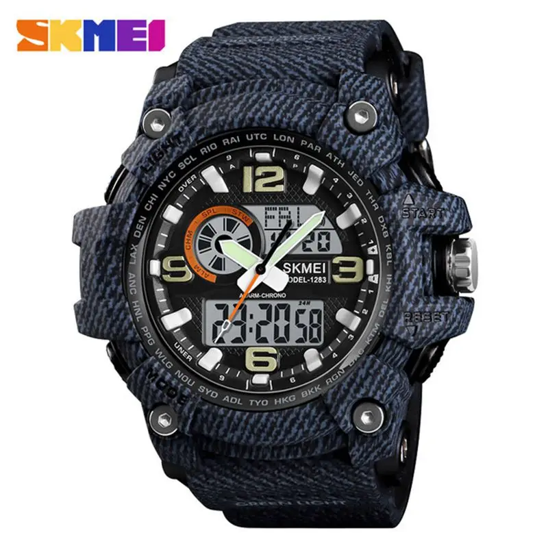 SKMEI CAMO Sport 1283 Multifunction Outdoor Men's Watches Dual Display Digital Quartz Chronograph Wristwatches Relogio Masculino