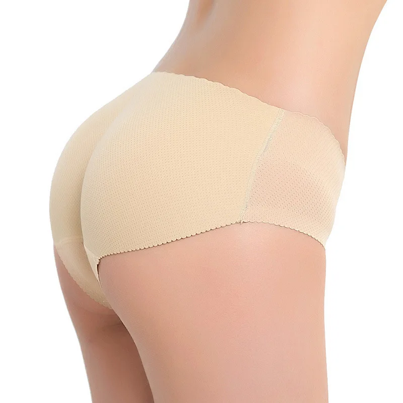 

Ladies Sexy Silicone Buttocks Hip Padded One Piece Seamless Panties, Black/skin