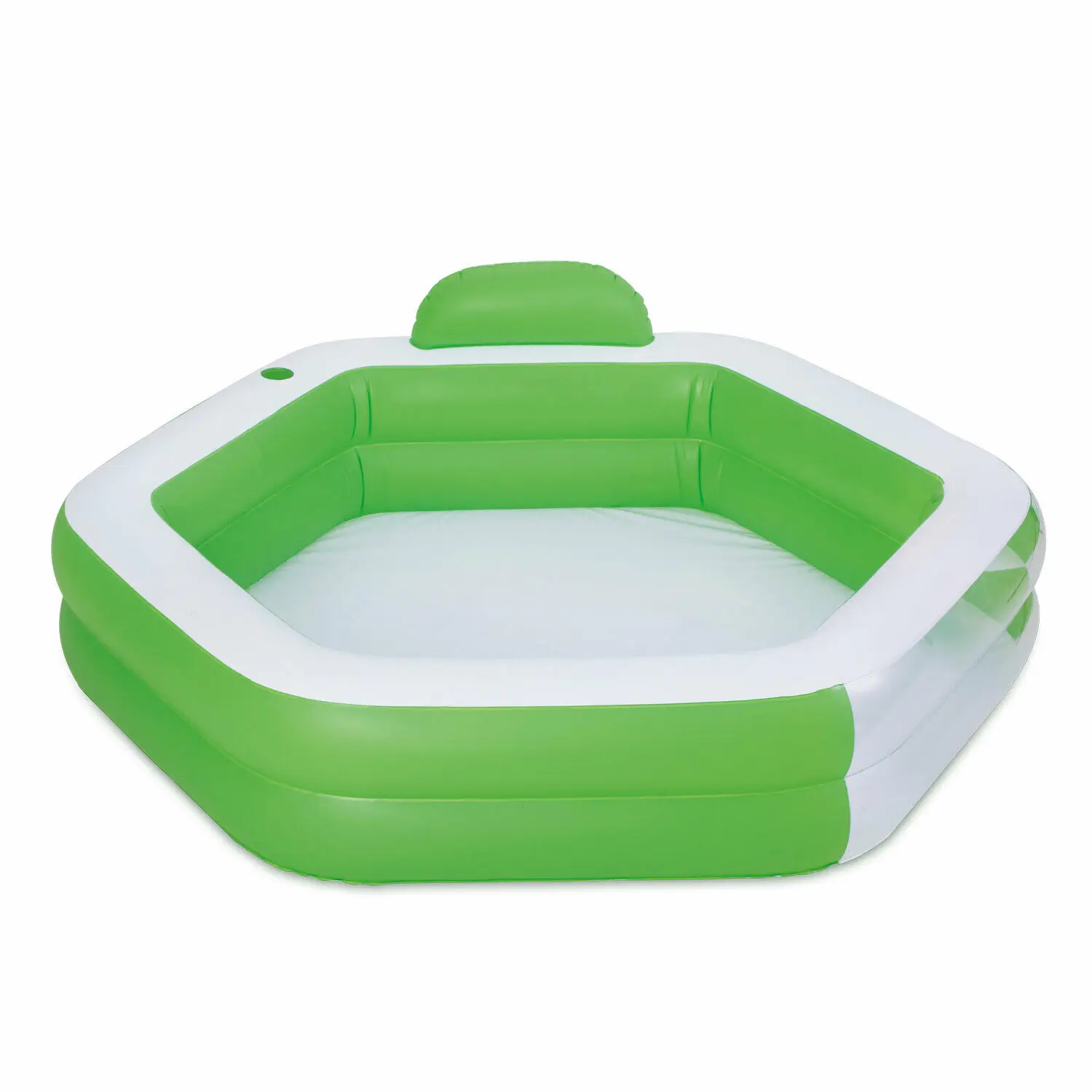 

Summer Waves Inflatable Hexagon Family Swimming Pool with Rest and Cup Holder