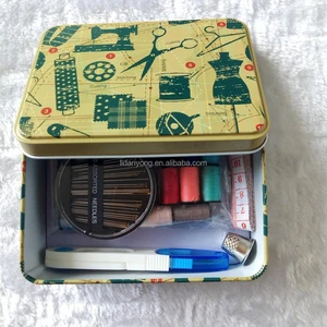 Image of Adult Kids Needle And Thread Sewing Kit Beginners Box Hand Tools Storage Home Supplies Accessories with tin box
